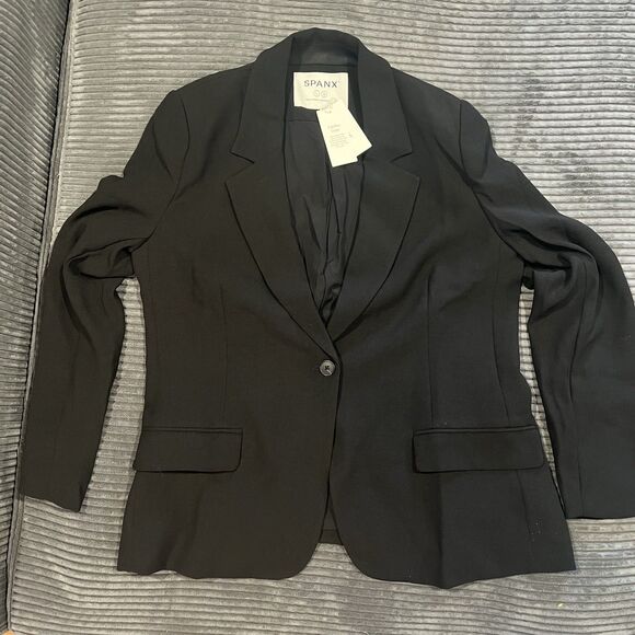 NEW, Spanx Carefree Crepe Blazer in Black SZ Large Crisp Classic Versatile - Picture 6 of 10